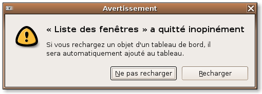  Liste des fentres  a quitt inopinment