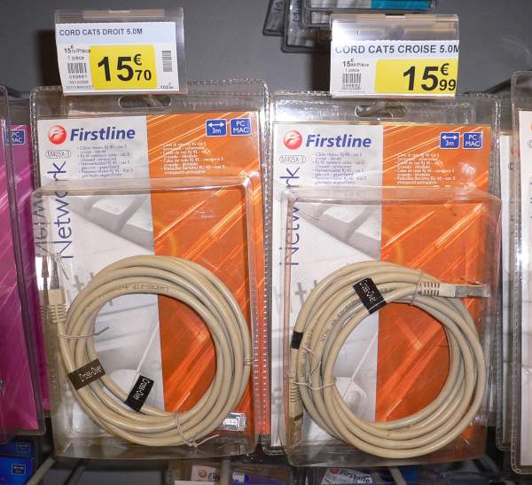 cble RJ45 de 3m affich comme faisant 5m et vendu  plus de 15euro